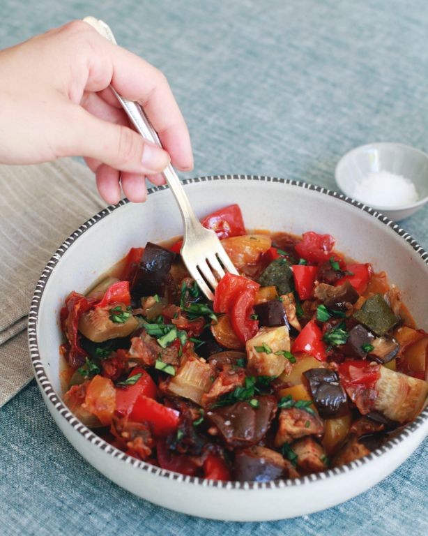 Crock Pot Mediterranean Eggplant Ratatouille
