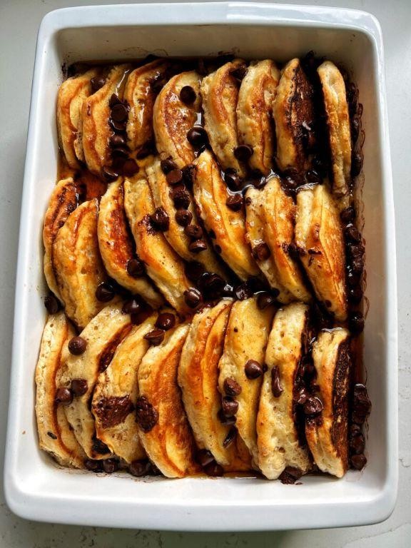Crockpot Chocolate Chip Pancake Casserole