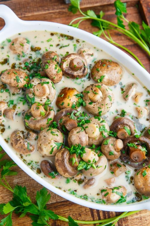 Crockpot Garlic Parmesan Mushrooms