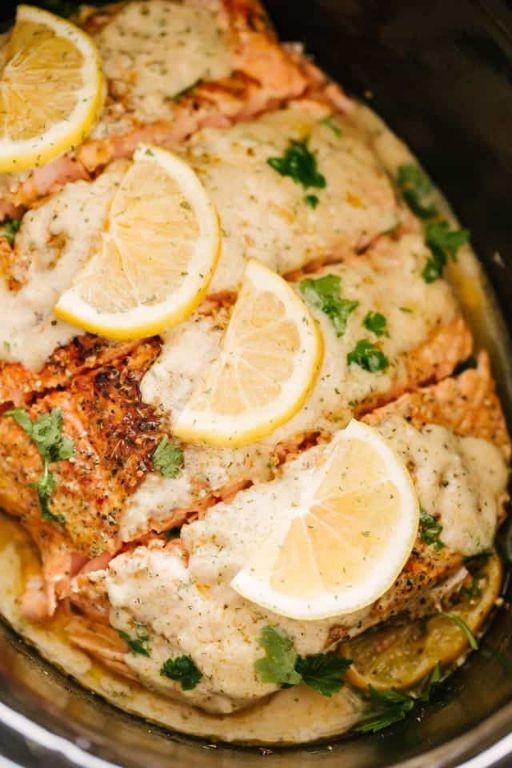 Crockpot Lemon Garlic Salmon