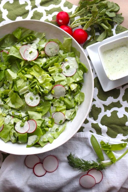 Crunchy Lettuce and Radish Salad with Buttermilk Dressing