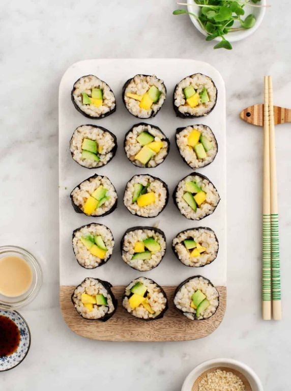Cucumber and Avocado Sushi Rolls