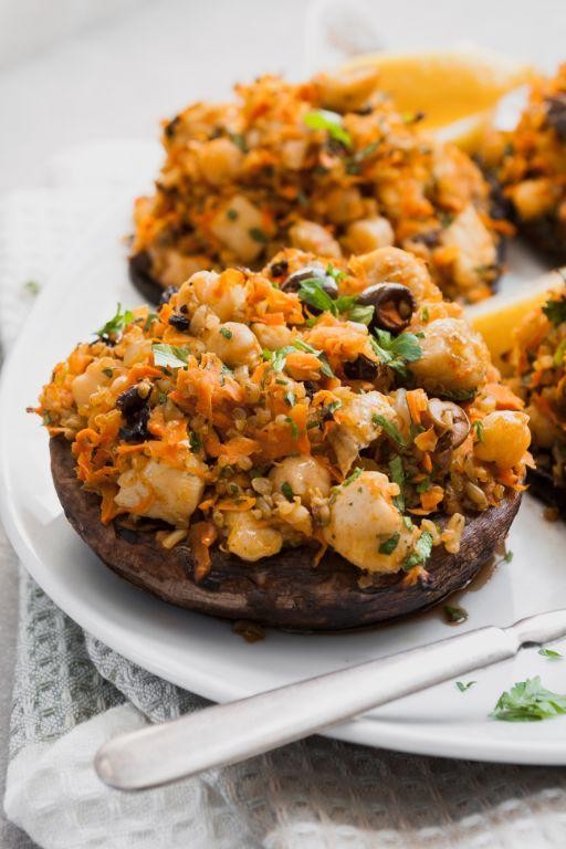 Curried Chickpea Stuffed Mushrooms