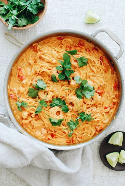 Curry Coconut Egg Noodles with Shrimp