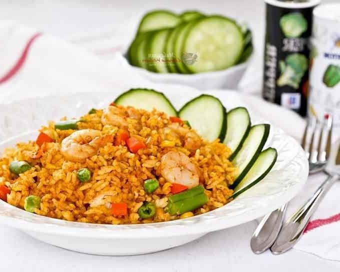 Curry Shrimp Fried Rice with Peas