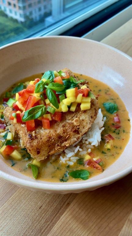Curry and Coconut Crusted Halibut