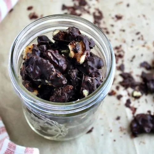 Dark Chocolate Drizzled Roasted Walnuts