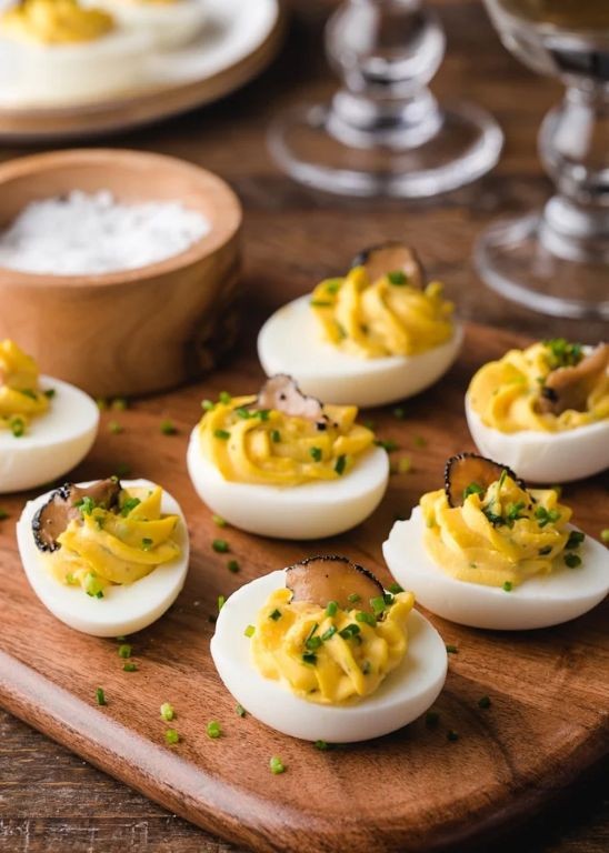 Deviled Eggs with Truffle Oil and Chives