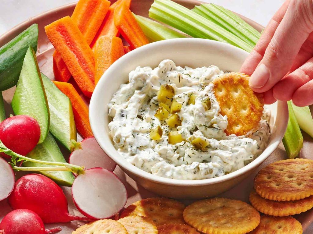 Dill Pickle Dip with Cream Cheese and Garlic