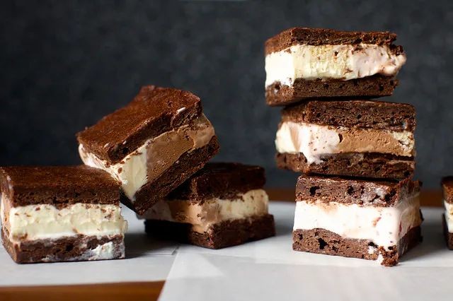 Double Chocolate Ice Cream Sandwich with Brownie Layers