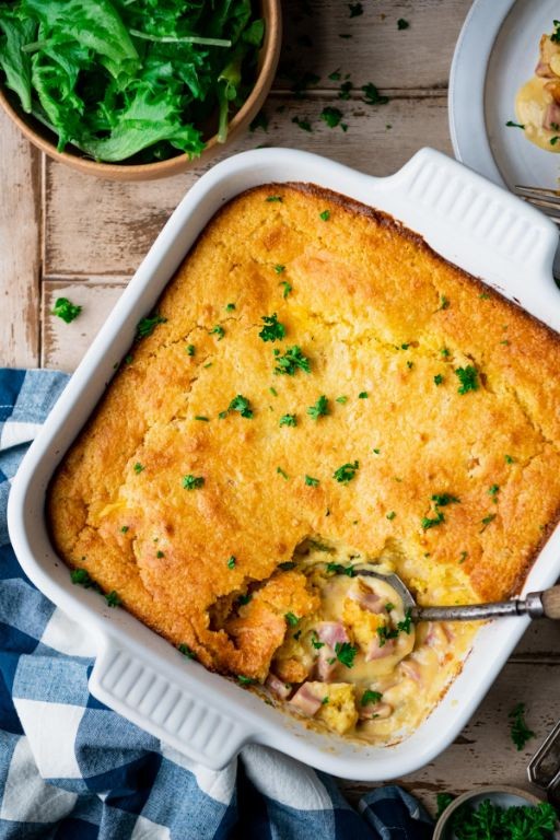 Easy Ham and Cornbread Casserole