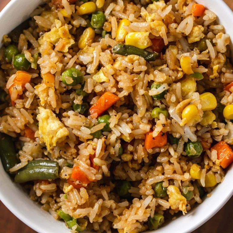 Egg Fried Rice with Vegetables and Soy Sauce