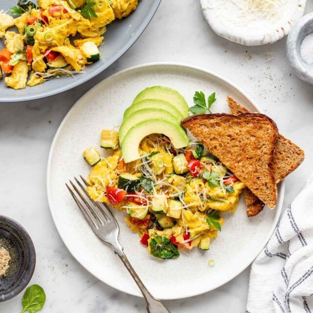 Egg and Veggie Scramble with Toast