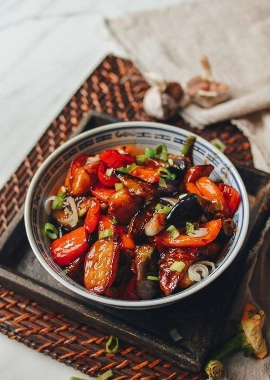Eggplant and Bell Pepper Stir-Fry