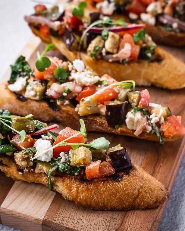 Eggplant and Parmesan Bruschetta