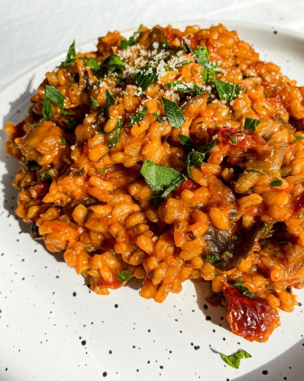 Eggplant and Tomato Risotto