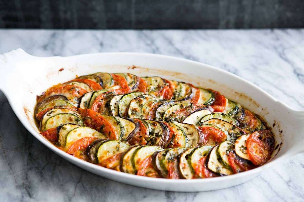 Eggplant and Zucchini Gratin