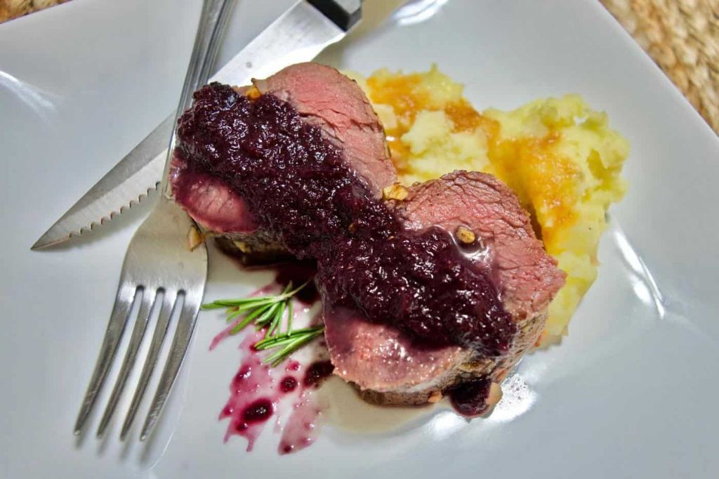 Elk Roast with Blueberry and Red Wine Sauce