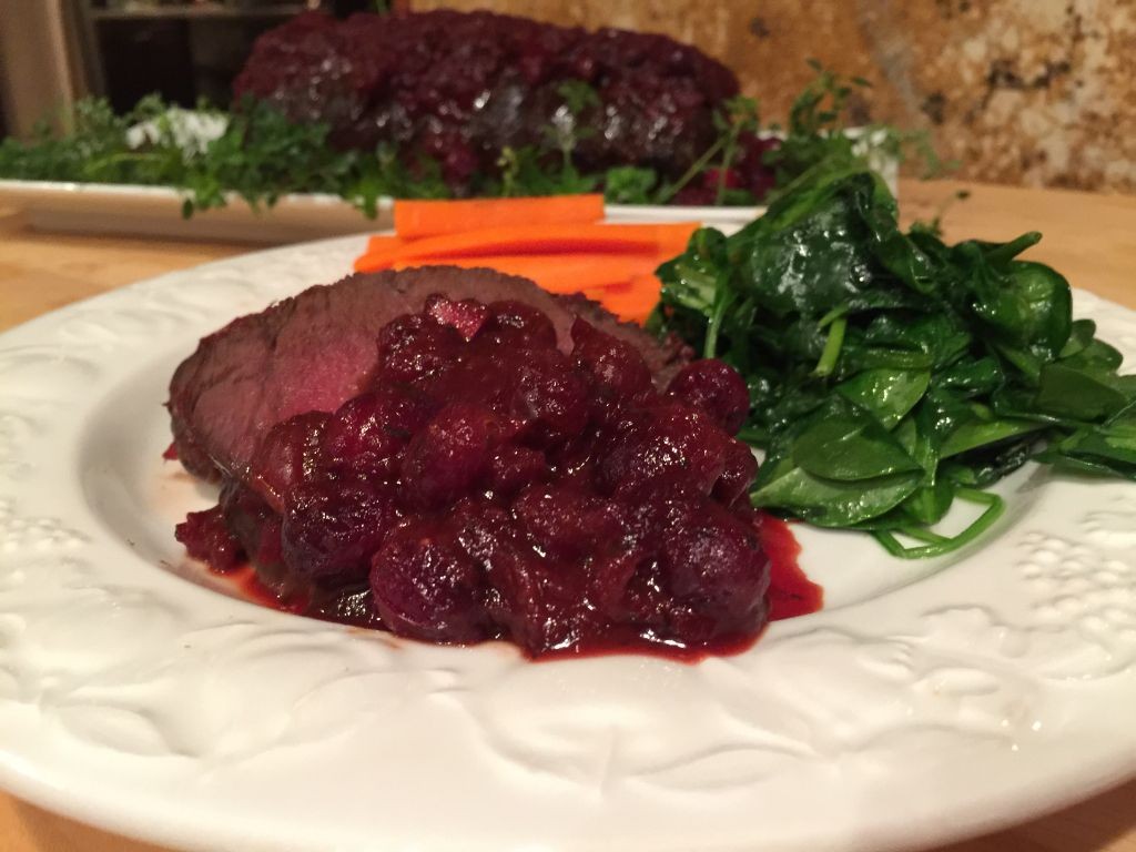 Elk Roast with Cranberry and Orange Sauce