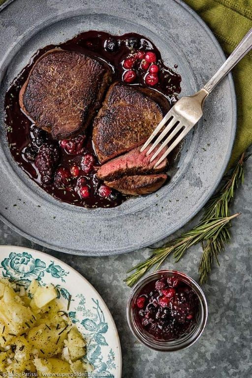 Elk Roast with Red Currant Jelly and Port Wine Sauce