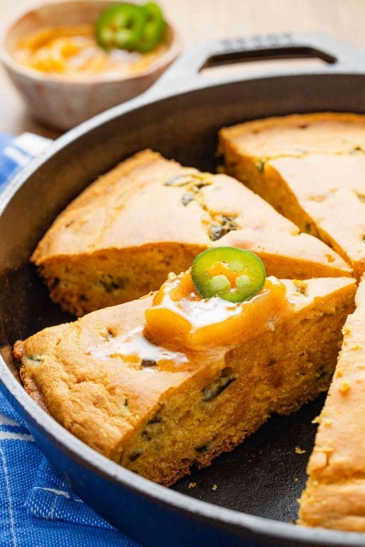 Elote-Inspired Cornbread with Jalapeño and Honey Butter