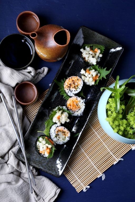 Enoki Mushroom and Avocado Sushi Rolls