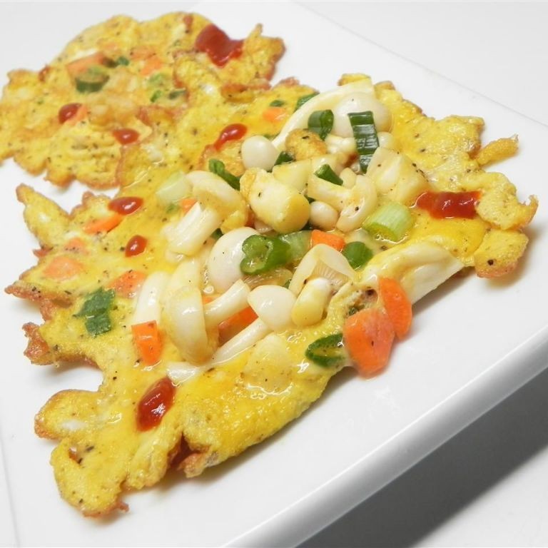 Enoki Mushroom and Cheese Omelette