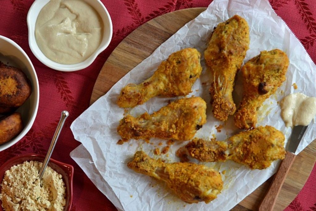 Falafel-Crusted Chicken with Tahini Sauce