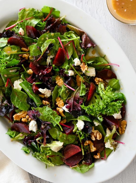 Farm-direct beet and goat cheese salad