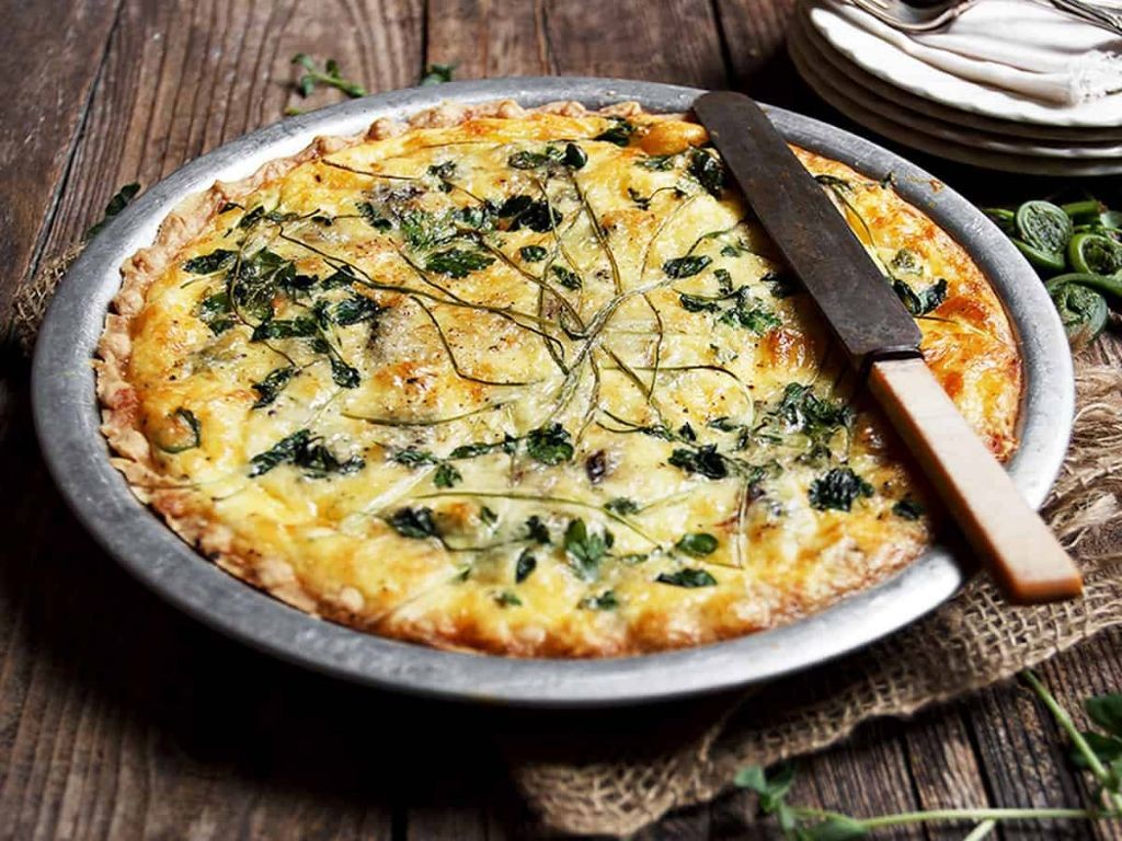 Fiddlehead and Asparagus Quiche