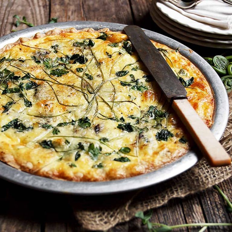 Fiddlehead and Bacon Quiche