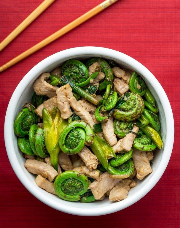 Fiddlehead and Chicken Stir-Fry