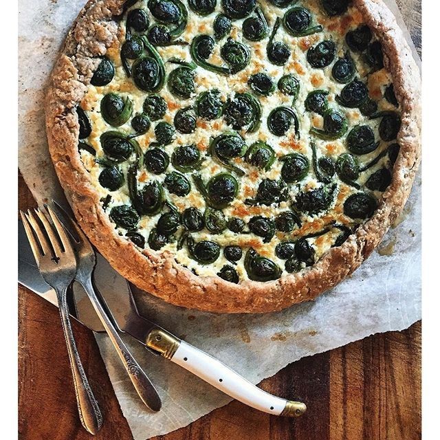 Fiddlehead and Goat Cheese Tart