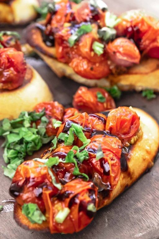 Fiddlehead and Tomato Bruschetta