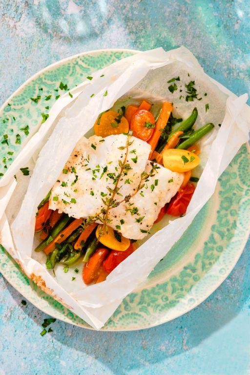 Fish Fillet en Papillote with Vegetables