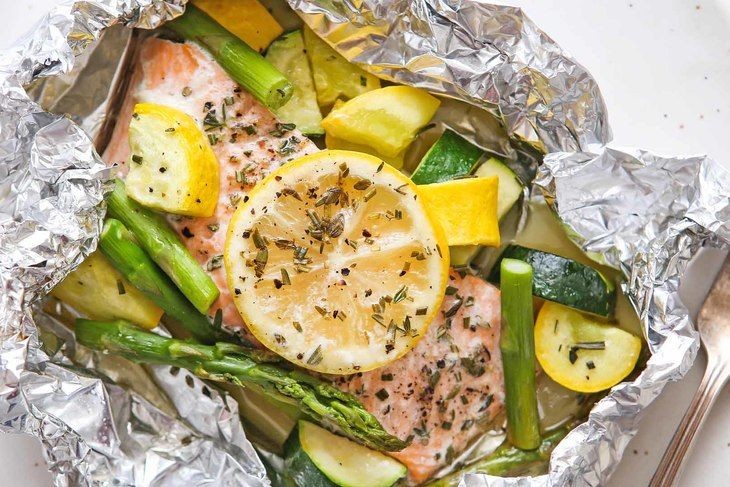 Foil Packet Lemon Herb Salmon