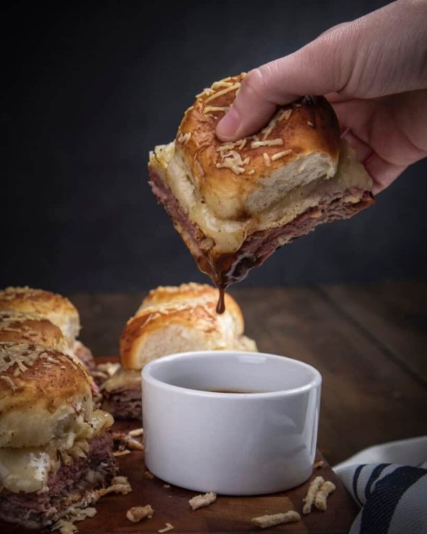 French Dip Sliders with Au Jus for Dipping