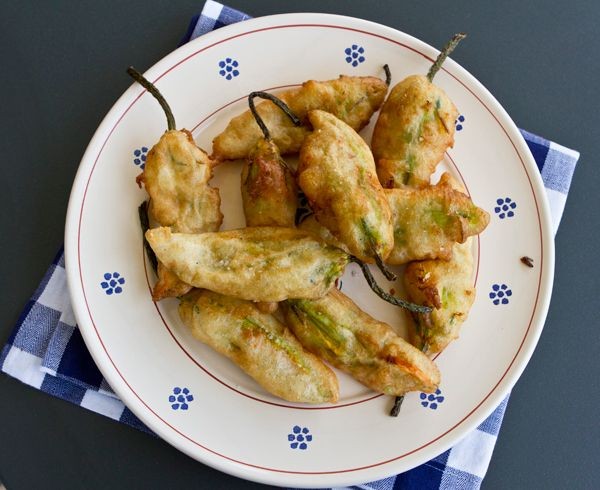 Fried Squash Blossoms with Mozzarella and Anchovies