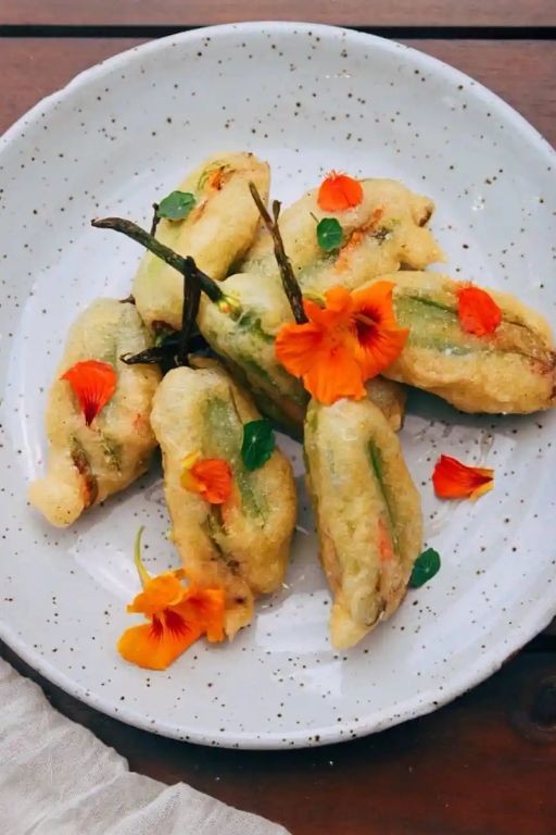 Fried Squash Blossoms with Parmesan and Lemon Zest
