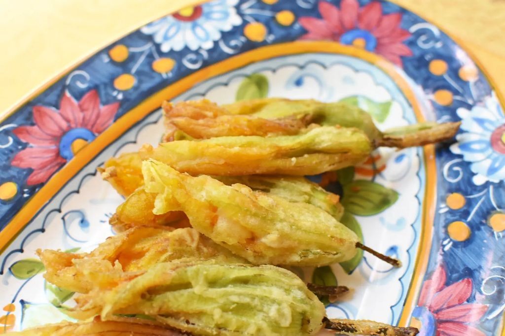 Fried Squash Blossoms with Prosciutto and Fontina