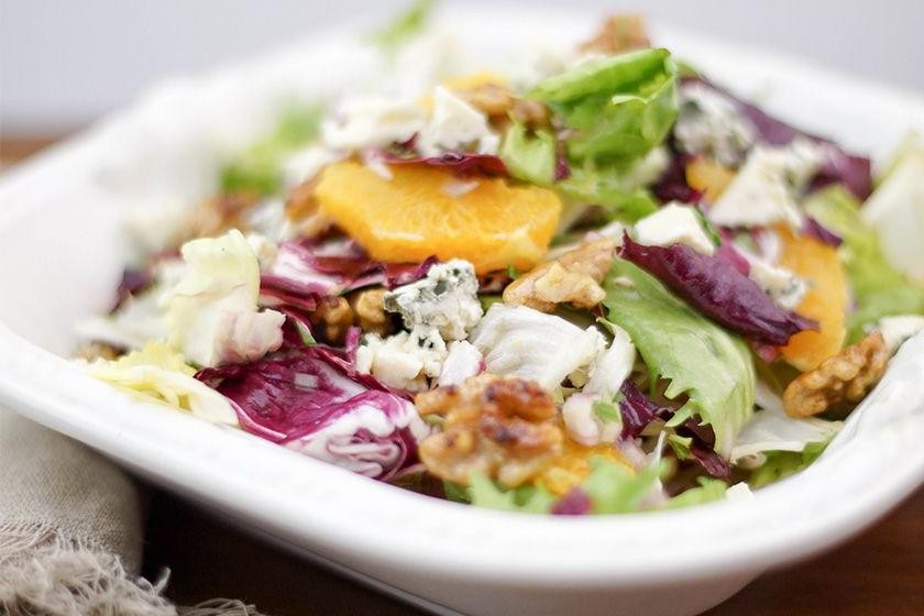 Frisee with Blue Cheese and Candied Walnuts