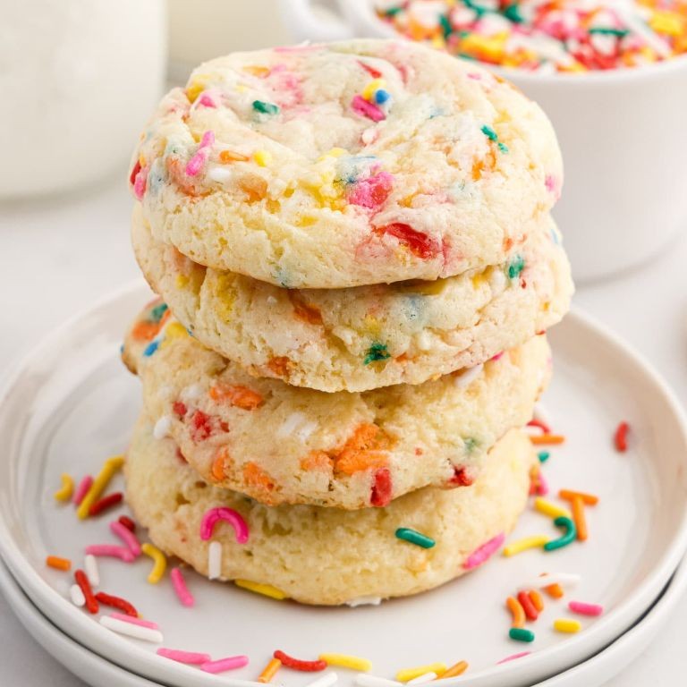 Funfetti Cake Mix Cookies with Vanilla Glaze