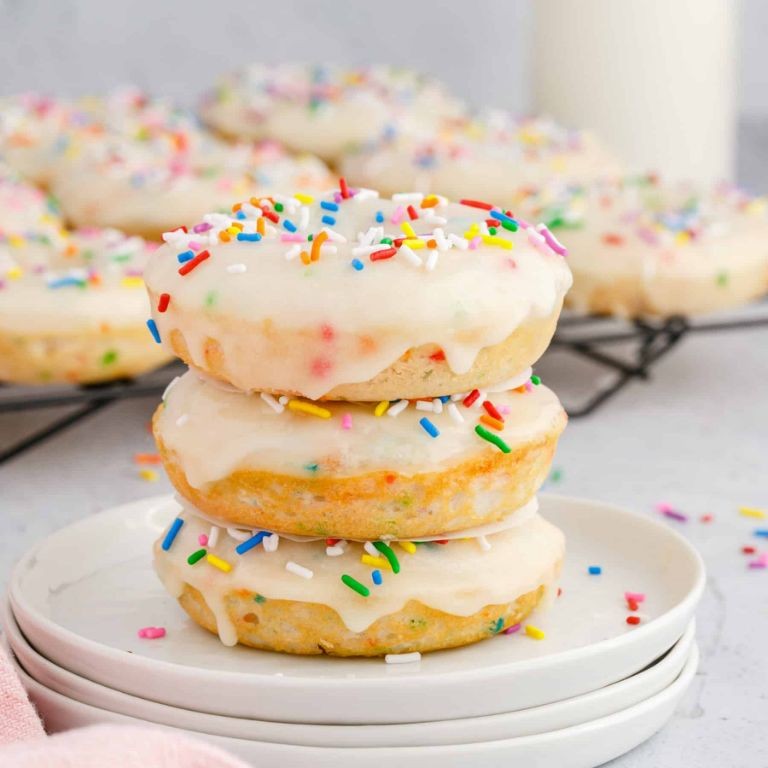 Funfetti Cake Mix Donuts with Rainbow Sprinkles