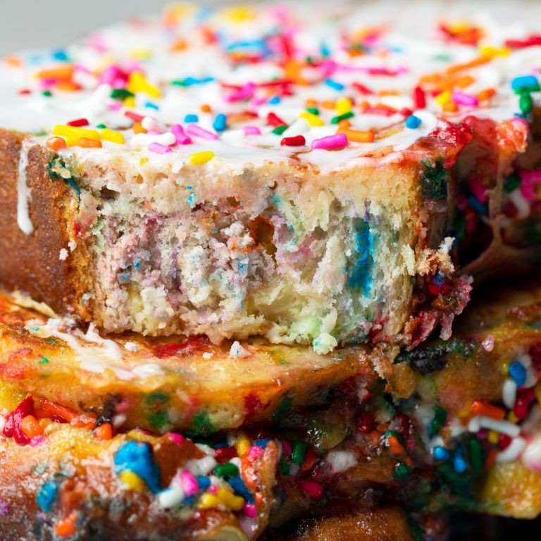 Funfetti Cake Mix French Toast with Powdered Sugar