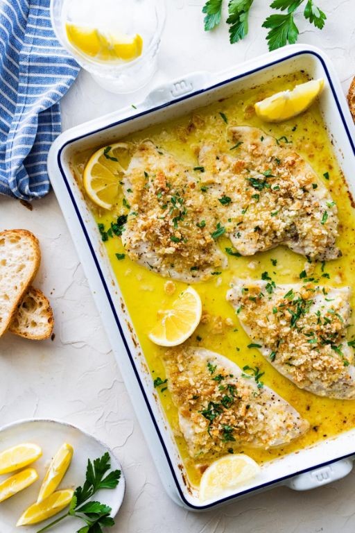 Garlic Butter Baked Flounder