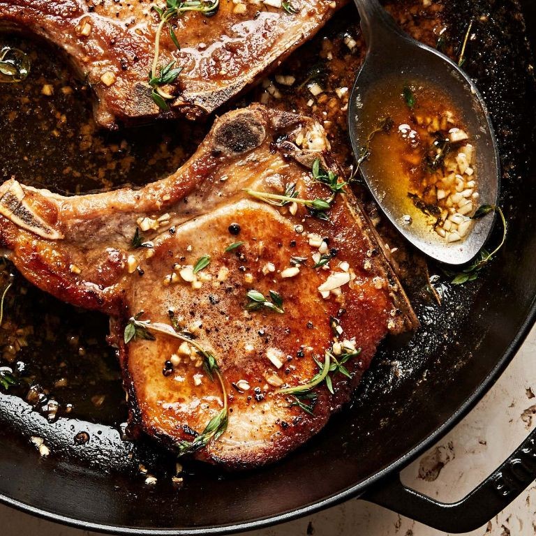 Garlic Butter Bone-In Pork Chops