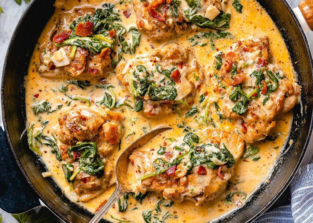 Garlic Butter Chicken Thighs with Spinach