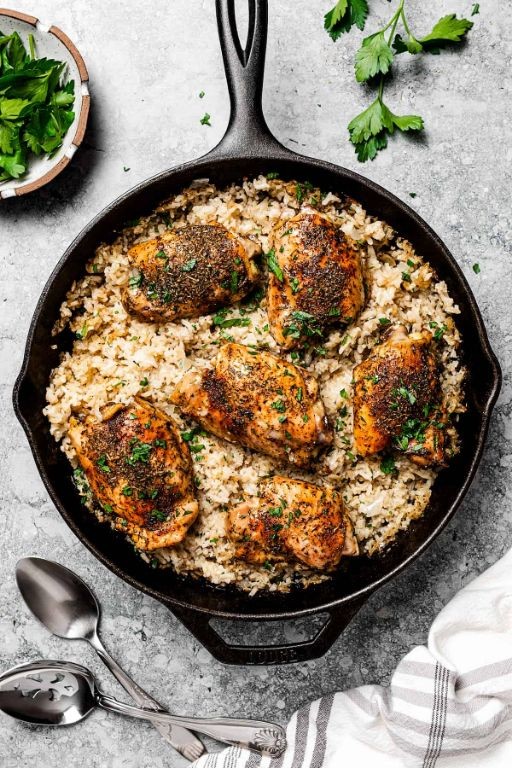 Garlic Butter Chicken and Minute Rice Skillet