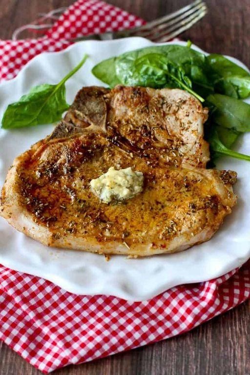 Garlic Butter Cubed Pork Chops with Herbs