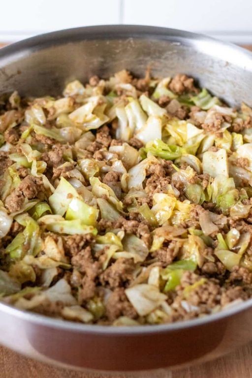 Garlic Butter Ground Pork and Cabbage Skillet